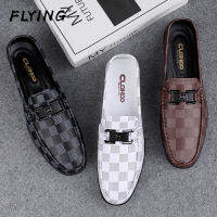 FLYING รองเท้าหนังแท้แฟชั่นระบายอากาศได้1 Slip-On สำหรับผู้ชาย,รองเท้าหนังสไตล์อังกฤษลำลองเรียบง่ายกันลื่นพื้นนุ่มดูดซับแรงกระแทกสำหรับใส่ทุกวัน