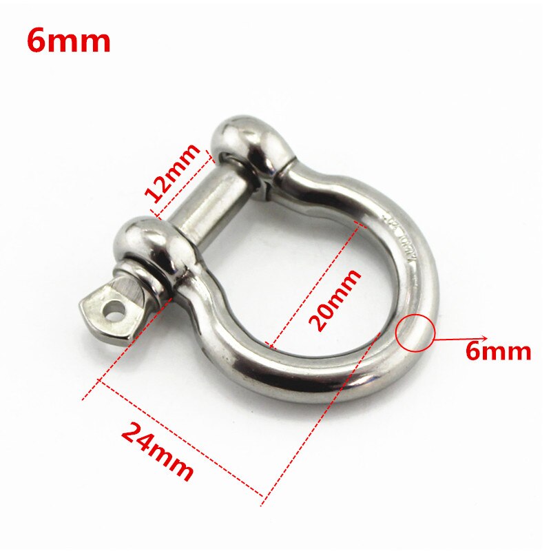 5pcs m4 304 stainless bow shackle steel screw pin anchor shackle bow Rigging A! 