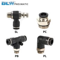 PC PL PB SL Pneumatic Quick Connector Black Cop G Thread 1/8 1/4 3/8 1/2 Bsp External Zinc Thread Pipe Water Gas Connector