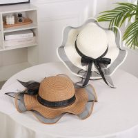 Sun Hat for Women Foldable Big Brim Floppy Girls Straw Hat Sun Hat with Bowknot Elegant Protection Shading Beach Hat for Women