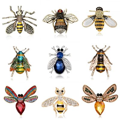 Rinhoo New Fashion Crystal Rhinestone Bee Insect Brooch Vintage Enamel Animal Brooch For Women Men Statement Jewelry Wholesale