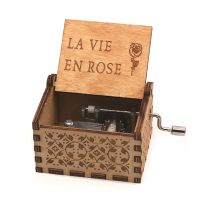 Wooden La Vie En Rose Carving Hand crank Music Box Wooden Classic Dragon Cat Neverland Handmade Valentines Day Birthday Gift