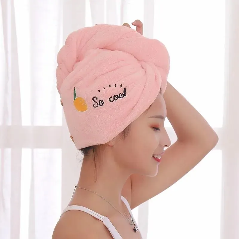 Magic Microfiber Shower Cap Embroidery Towel Bath Hats Dry Hair Cap Quick  Drying Soft For Lady Turban Head | Lazada