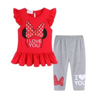 Mudkingdom Girls Outfit Ruffle Sleeve Top and Capri Legging Clothing Set for Girl Suit Print Bow Toddler Kids Summer Clothes