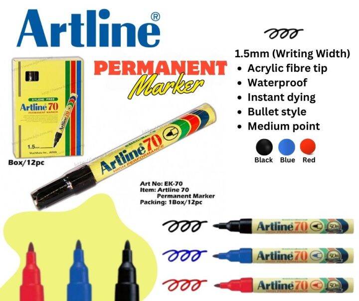 Artline 70 Permanent Marker/Fine/ 1 pc/ Blue, Red, Black Lazada PH
