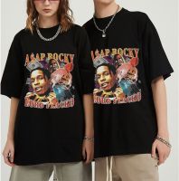 Cool ASAP Rocky Rapper Men T เสื้อผู้หญิง Tee เสื้อคอวี O-Neck สีดำ Hip Hop เสื้อยืด Unisex เสื้อยืด Harajuku สไตล์