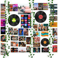 48Pcs Vintage Records Poster Retro Aesthetic Wall Collage Kits Art Printing Card Fake Vines Trippy Dorm Bedroom Decor for Teens