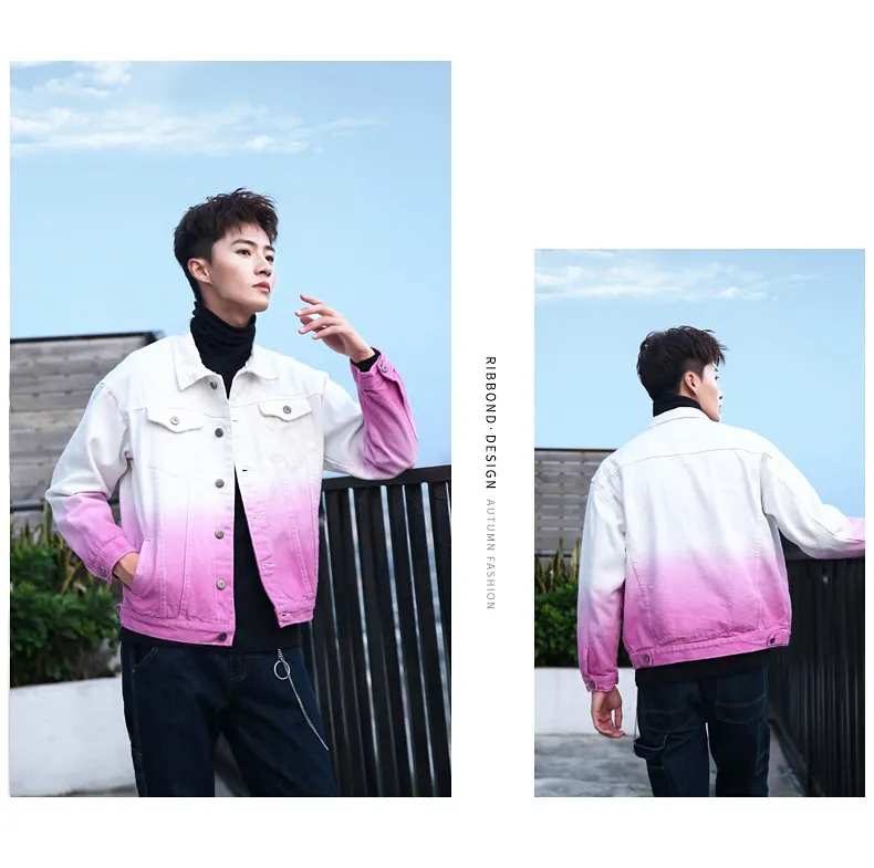 Karl Kani Gradient Denim shirt jacket in blue/pink