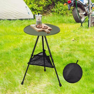 ：《》{“】= Outdoor Round Table Tea Coffee Table Portable Camping Table With Mesh Pocket Foldable Picnic Table For Outdoors Patio Backyard