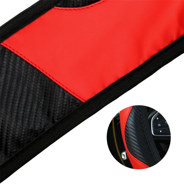 hot-cppppzlqhen-561-ปลอกหุ้มพวงมาลัยรถยนต์-universal-no-fixed-inner-carbon-fiber-texture-anti-skid-ventilation-steering-wheel-cover-ไวน์แดง