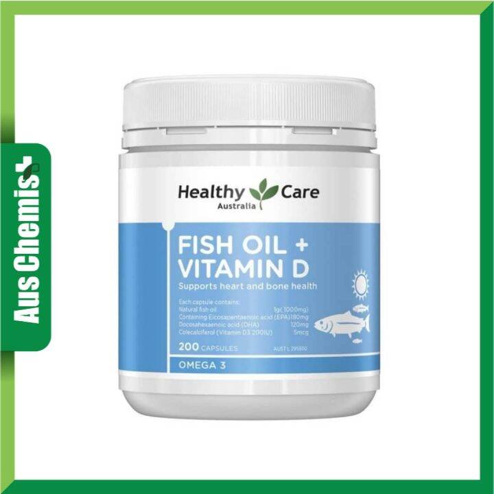 Healthy Care Fish Oil + Vitamin D 200 Capsules Lazada