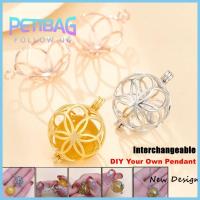 PETIBAG สีเงินสี จี้ที่วางกรงลูกปัดหิน เงินสเตอริ่ง925 สีทอง จี้ที่ว่างเปล่า การออกแบบใหม่ อุปกรณ์เสริมสร้อยคอ ถาดเปล่าใส่ของ ผู้หญิงผู้ชาย