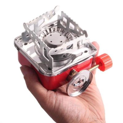 New Outdoor Camping Stove Portable Square Mini Gas Stove Set Picnic Powerful Windproof Propane Grill Strong Firepower Foldable