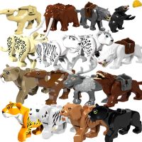 Building Bricks Locking Animals Tiger Leopard Elephant Wolf  Shark Polar Bear Whale Blocks Kids Toys Figures  Assemble