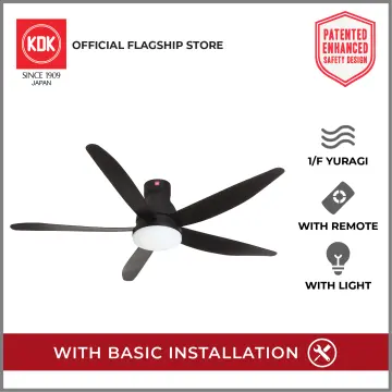 KDK U60FW (150cm) Remote Controlled Short Pipe DC LED Light Ceiling Fan with Standard Installation