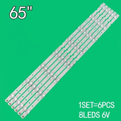 1ชุด = 6Pcs 8ไฟ LED 6V 615มม.65นิ้ว Lcd Tv Backlight Strip 65hr330m08a1 4c-Lb6508-Hr01j Tcl 65a361 65v2 65l2 65d6 65v6 L65p65us