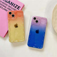 น่ารักเป็นคู่ลายการ์ตูนหน้ายิ้มไล่ระดับสีสำหรับ IPhone 14 13 11 12 Pro Max เคสโทรศัพท์ครีมแฟชั่นที่สร้างสรรค์