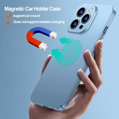[สินค้าใหม่ในสต็อก] แม่เหล็กบางเฉียบ Matte Hard Case สำหรับ Iphone 13 12 11 14 Pro Max 12 13 11 14 Magnetic Car Mount Protection Cover 13 12 11 14 Pro