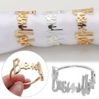 1/6pcs Letters Napkin Rings Kitchen Party Hotel Towel Holder Alloy Metal Napkin Buckle Wedding Dinner Table Decoration