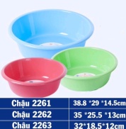 Chậu tắm nhựa tròn đa năng Việt Nhật. Nhỏ 32 x 18.5 x 12cm. Trung 35 x