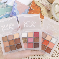 พาเลทอายแชโดว์ 9สี เนื้อดินน้ำมัน สีสวย ติดทน กันน้ำ 9ช่อง แบบพกพาและใช้งานง่าย