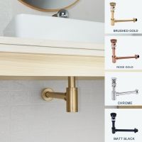 Bathroom Siphon Sink Drain Pipe Brass Deodorization Waste Bottle Trap Black Brushed Gold Chrome Pop Up Drain Stopper Rose Gold