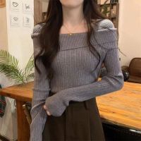 One-Shoulder Knitted Sweater For Women 2023 New Autumn Bottoming Shirt With A Niche And High-End Slim Fit Top