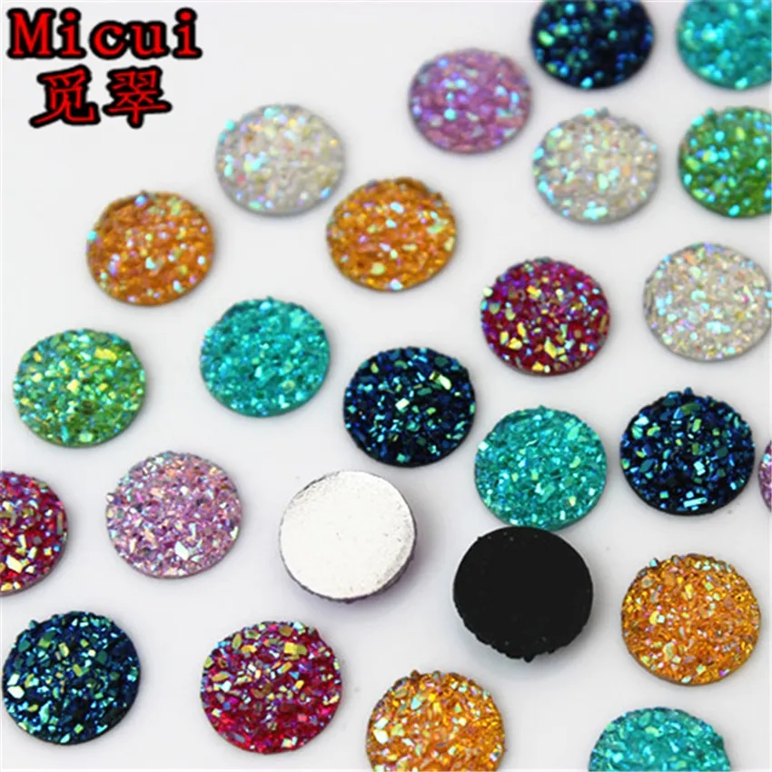 Micui 100pcs 13*18mm AB Color Stick On Rhinestones Buttons Shiny Drop Resin  Crystals Stones For DIY Wedding ZZ29