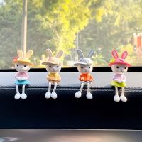 4Pcs/Set Car Doll Little Hanging Feet Rabbit Car Interior Decoration Cute Creative Gift Tabletop Ornament Car Accessories