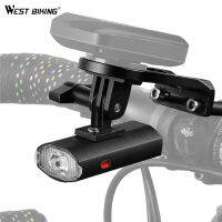 WEST BIKING Bike Light With GoPro Mount Holder For Garmin Bryton Computer USB Rechargeable Waterproof 300LM Bicycle Flashlight