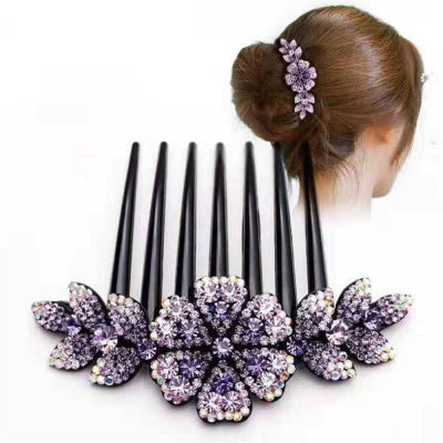 Accessories Versatile Slide Pins Flower Rhinestone Grips Plate Clips Hair Crystal
