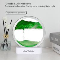 USB LED Quicksand Night Light 3D Natural Landscape Flowing Sand Moving Hourglass Quicksand Painting Table Lamp