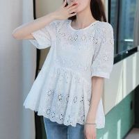 ♛ Blusas ocas maternidade para mulheres grávidas camisas brancas top de algodão meia manga vestido verão