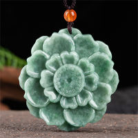 Hot Selling Natural Hand-carve Jade Lotus Necklace Pendant Fashion Jewelry Accessories Men Women Luck Gifts