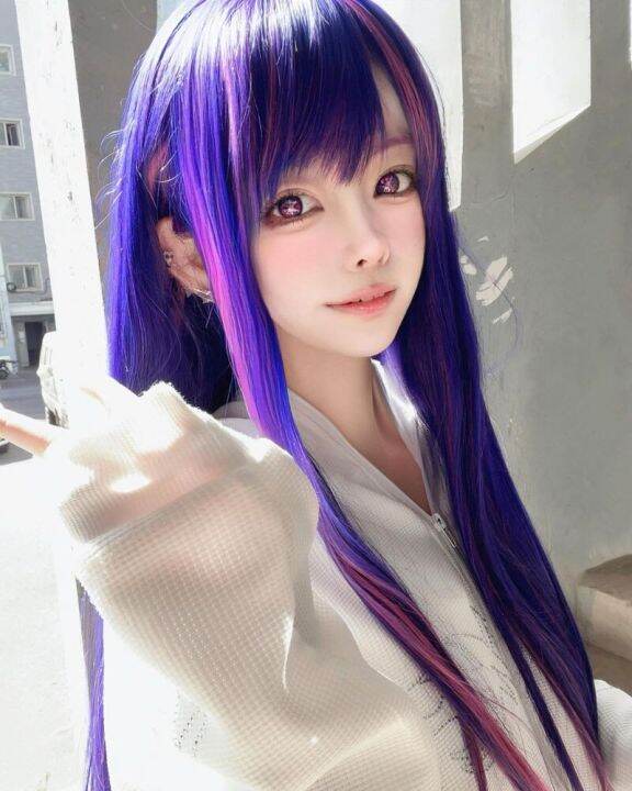 oshi-no-ko-hoshino-ai-cosplay-wig-long-dark-purple-rose-pink-wig-ai-hoshino-cosplay-wigs-heat-resistant-synthetic-wigs-wig-cap