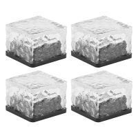 Solar Brick Lights 4 Pack Solar Ice Square Lights Solar Glass Brick Light for Christmas Garden Patio Yard Lawn