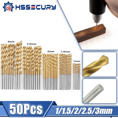 ▦❍ 50pcs High Speed Steel Ti-plated Twist Bit Titanium Coated Drill Bits Tool High Quality Power Tools 1mm 1.5mm 2mm 2.5mm 3mm