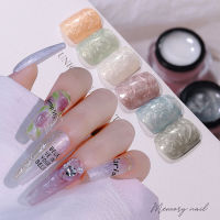 ( Misscheering สีมุกเจล ชุด6สี ) สีเจลทาเล็บ เนื้อมุกเข้มข้น ชุด6กระปุก pearl shell thread nail polish