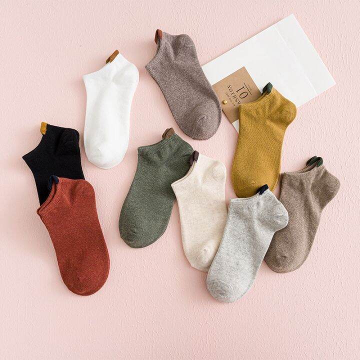 5-pairs-women-casual-ankle-socks-spring-autumn-summer-unisex-breathable-solid-color-sweat-absorbent-low-cut-female-short-socks