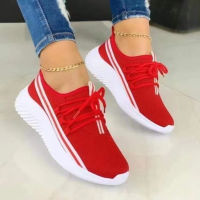 New Women  s Casual Shoes Fashion Mesh Breathable Lace - Up Sneakers Light Comfortable Loafers Plus Size Tenis Esportivo Feme