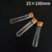 24pcslot 25x100mm Clear Round Bottom Glass Test Tubes With Cork Wooden Stoppers Laboratory Supplies