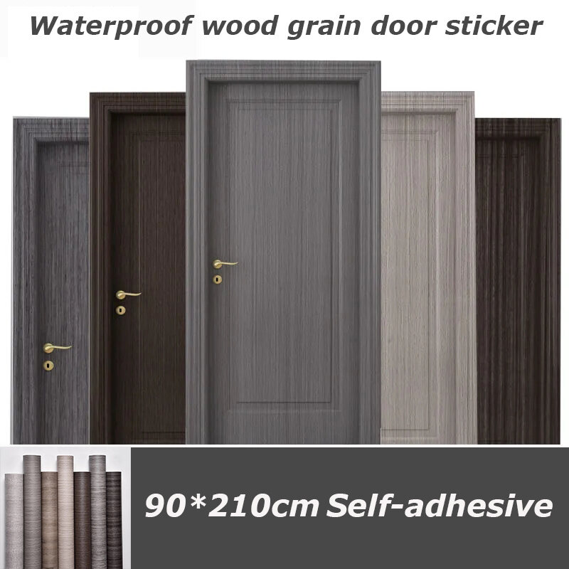 90x210cm Waterproof Wood Grain Door Sticker Whole Wooden Door Self-adhesive Bedroom Old Hourse Door Decorative