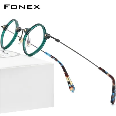 Fonex ใหม่ แว่นตาแฟชั่น กรอบไทเทเนียม ลายสี่เหลี่ยมขนมเปียกปูน ขนาดเล็ก สไตล์วินเทจ สําหรับผู้ชาย และผู้หญิง F85716