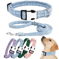 Dog Collar and Leash,Velvet Dog Collar and Leash Set,Soft &amp; Comfy, Pastoral Style Adjustable Collars for Small Medium Large Dogs