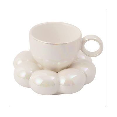 Flower Coffee Cup &amp; Saucer Set Cute Mug &amp; Saucer Set Ceramic Coffee Cup with Sunflower Saucer Latte Cups 6.7Oz