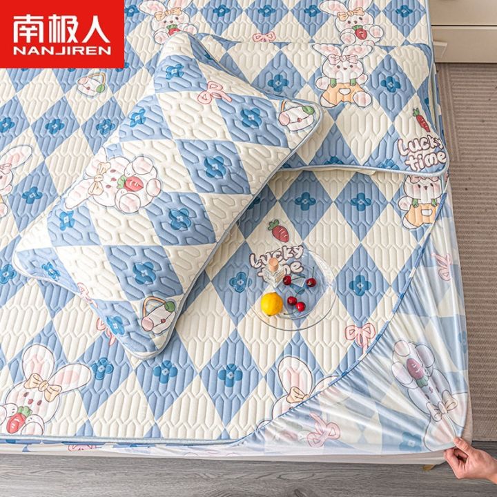 antarctic-people-latex-mat-one-piece-set-non-slip-dust-proof-bed-sheet-three-piece-summer-home-single-student-dormitory