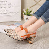 New Summer Women Gladiator Buckle Strap Cover Heel Fashion Chunky Ladies Sandals Ankle Strap Footwear Pumps Dress Shoes