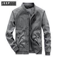 Jeep Spirit 1941 Estd เสื้อแจ็กเก็ตสีทึบคอปกตั้งลำลองสำหรับผู้ชาย