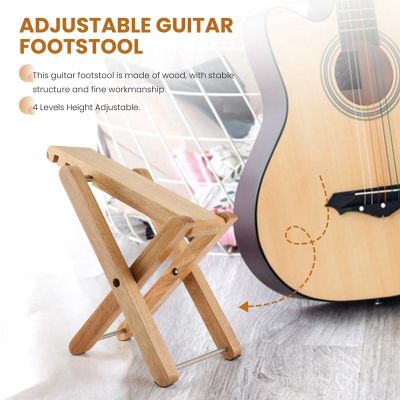Guitar Foot Rest Footrest Foldable Wood Footstool Foot Stool Adjustable Height for Acoustic Classic Folk Guitars