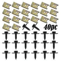 40x Car Fastener Self-Tapping Screw Base U Type J98 J260 Under Tray Nut Clip Automobile Engine Fender Bumper Plate Clamp